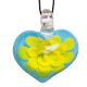 Lampwork Yellow Flower Engraved Glass Pendant for Necklace - 1 Piece